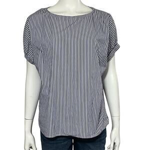 Vineyard Vines Womens White Blue Striped Cotton Top Size Medium